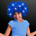 Blank Light up Blue Afro Wig w/Flashing LEDs